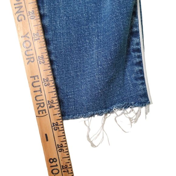 Blue Revival Blue Distressed Raw Hem Cropped Jeans with Piping Detail Size 26 - Picture 8 of 10